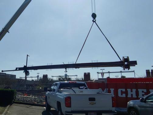 Lifting the beam and attached LTA